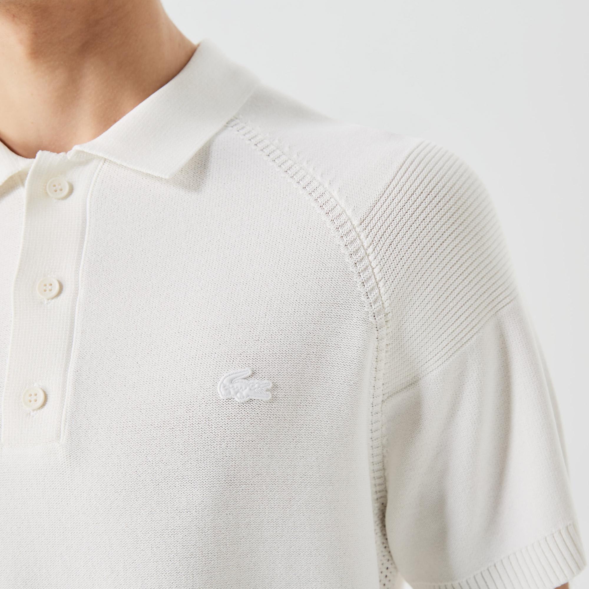 Erkek Regular Fit Kısa Kollu Polo Yaka Beyaz Triko