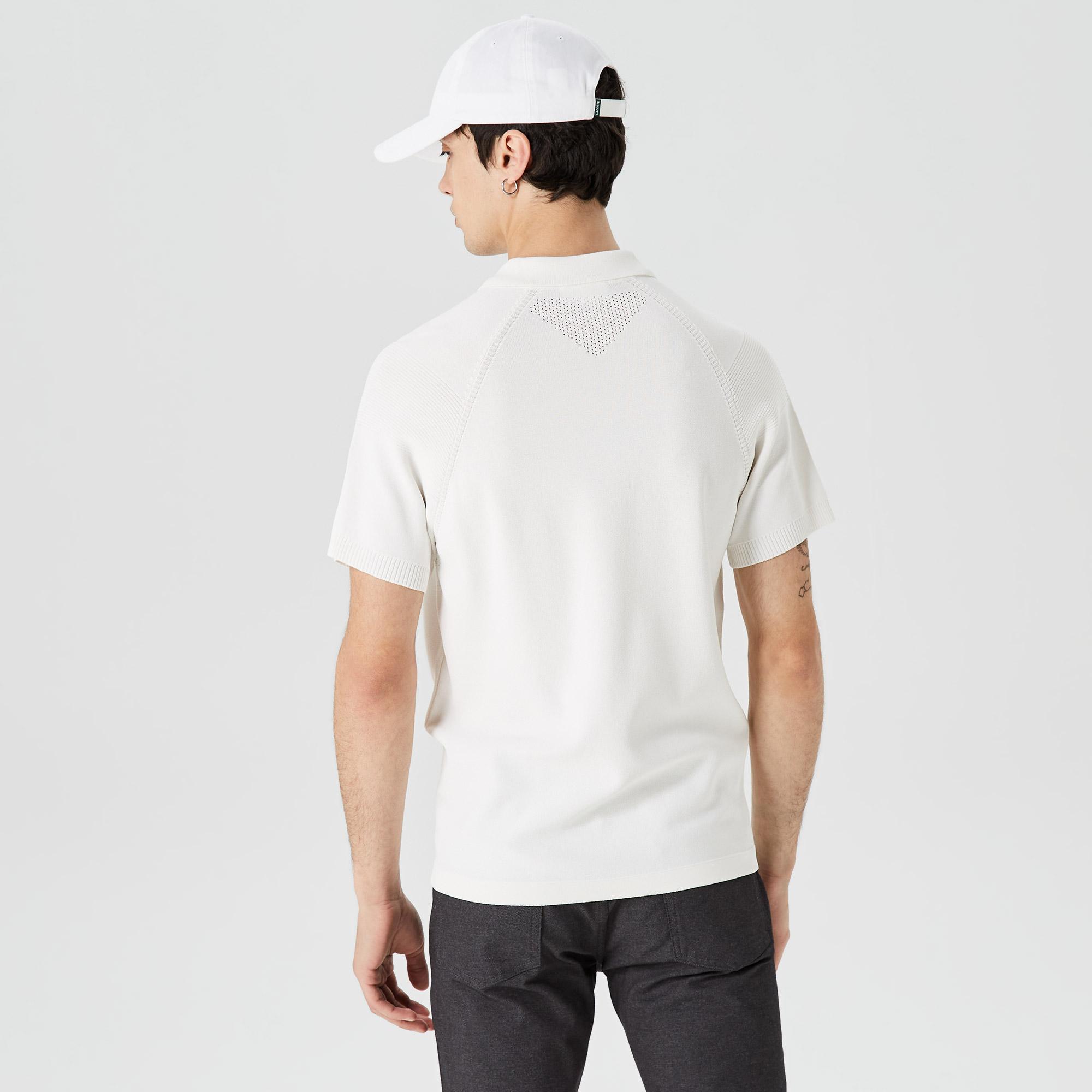 Erkek Regular Fit Kısa Kollu Polo Yaka Beyaz Triko