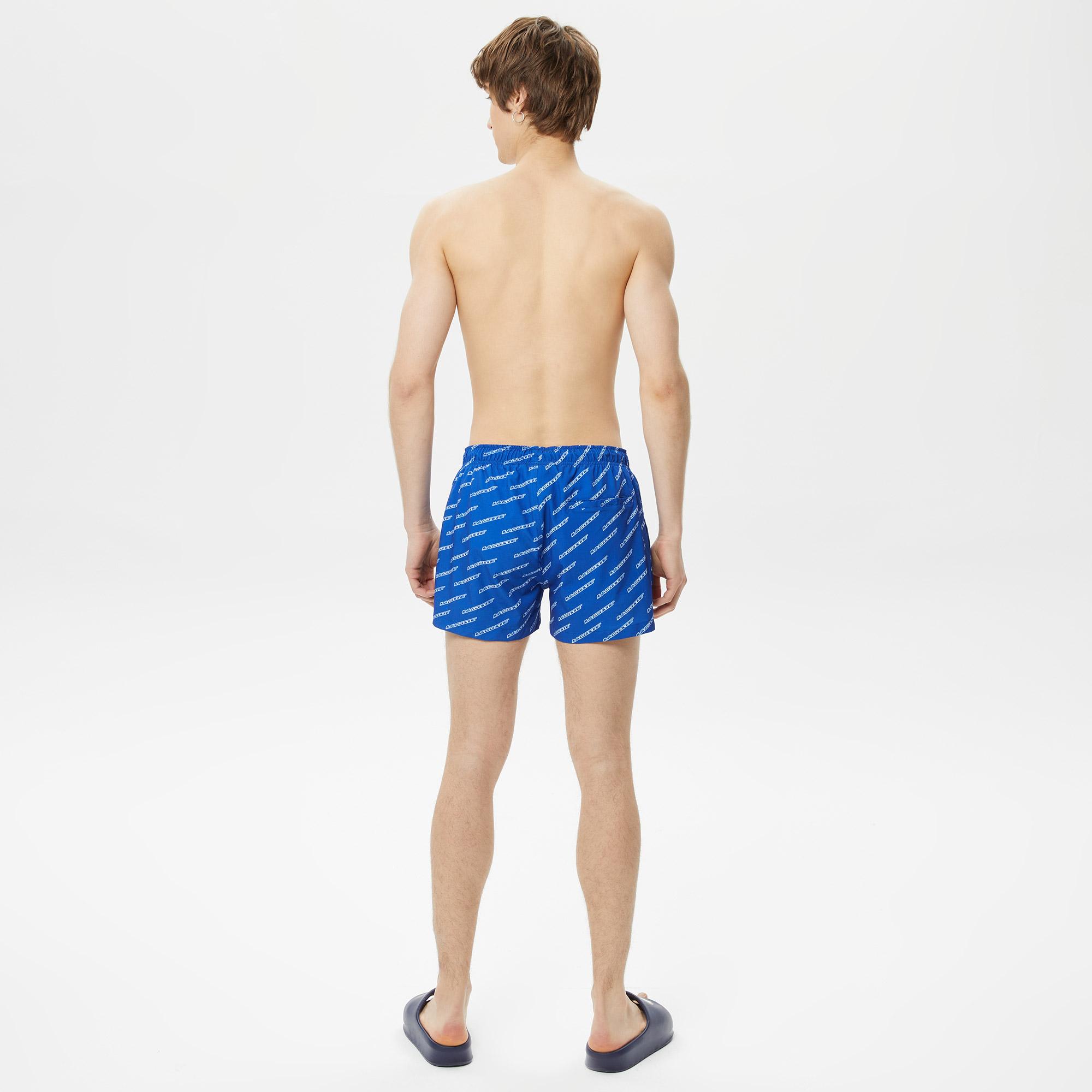 Erkek Baskılı Mavi Mayo Şort