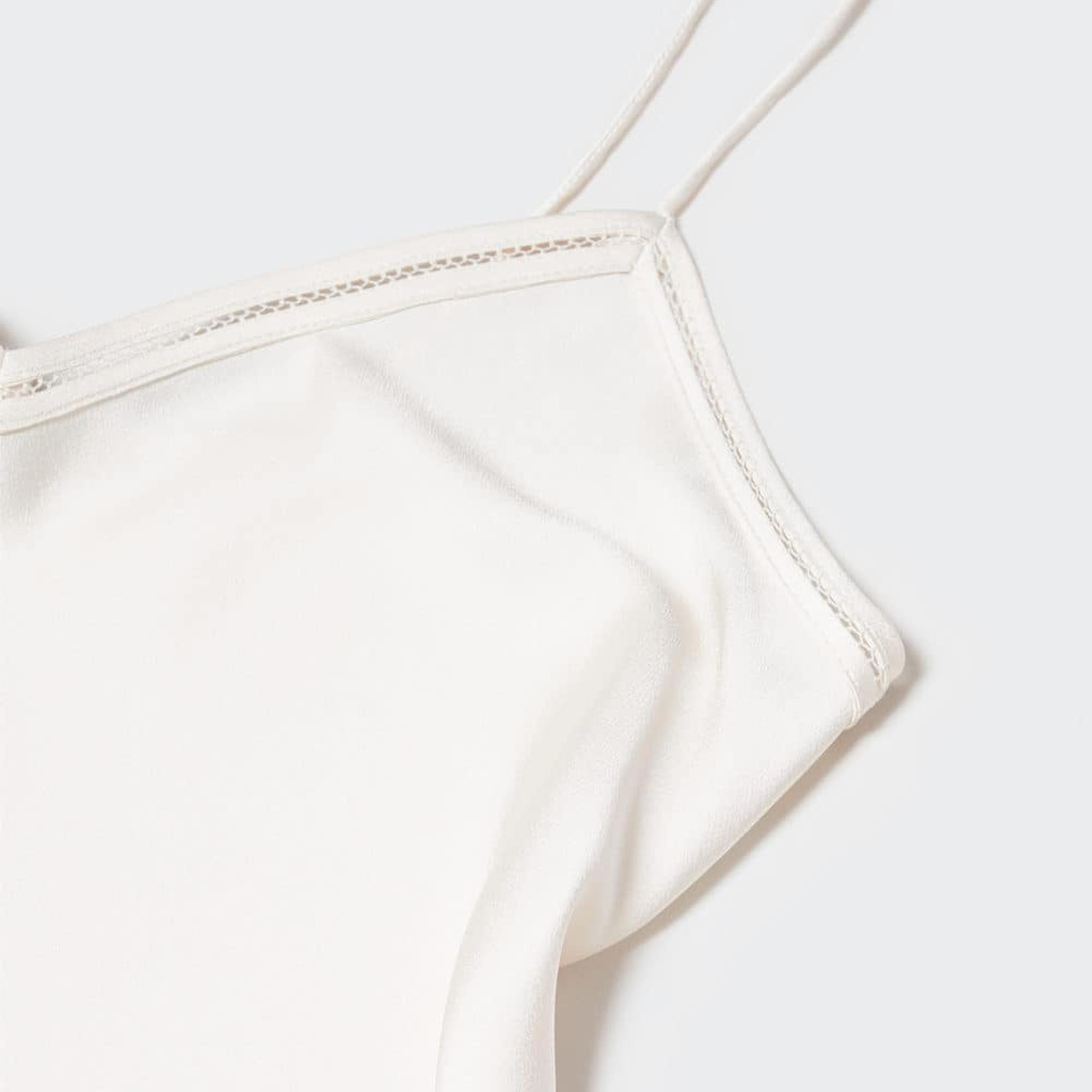 Mango Kadın Saten Dantel Bluz Ekru