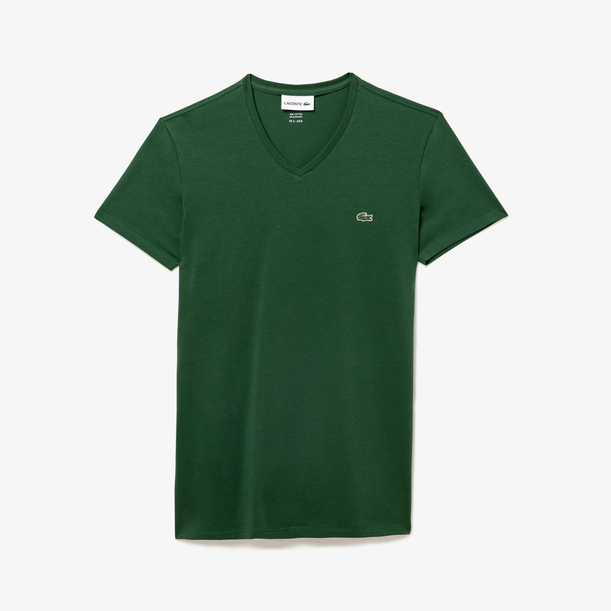 Lacoste Erkek Slim Fit V Yaka Yeşil T-Shirt
