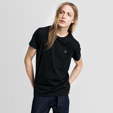  GANT Erkek Siyah Regular Fit Bisiklet Yaka T-Shirt
