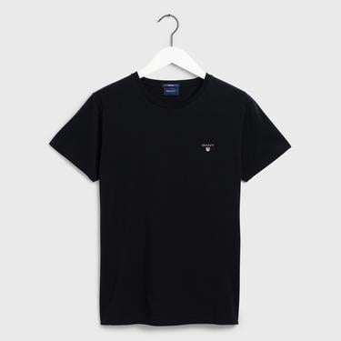  GANT Erkek Siyah Regular Fit Bisiklet Yaka T-Shirt