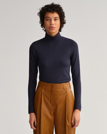  Gant Kadın Lacivert Regular Fit Boğazlı Yaka T-shirt