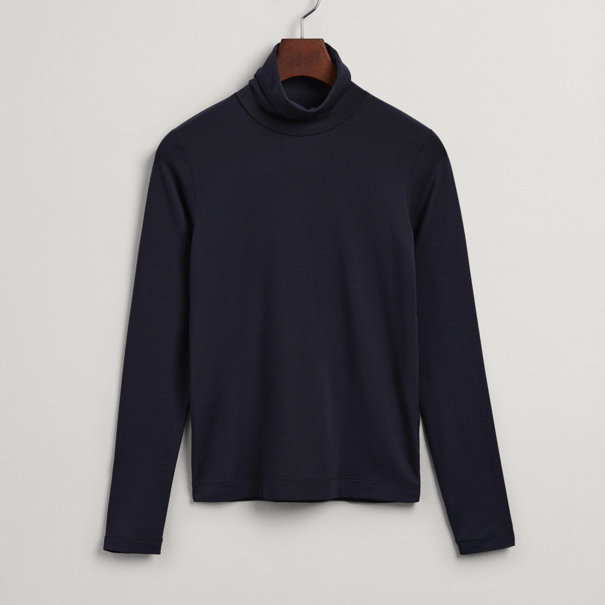 Gant Kadın Lacivert Regular Fit Boğazlı Yaka T-shirt