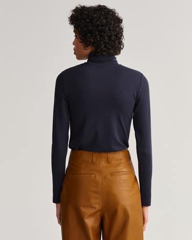  Gant Kadın Lacivert Regular Fit Boğazlı Yaka T-shirt