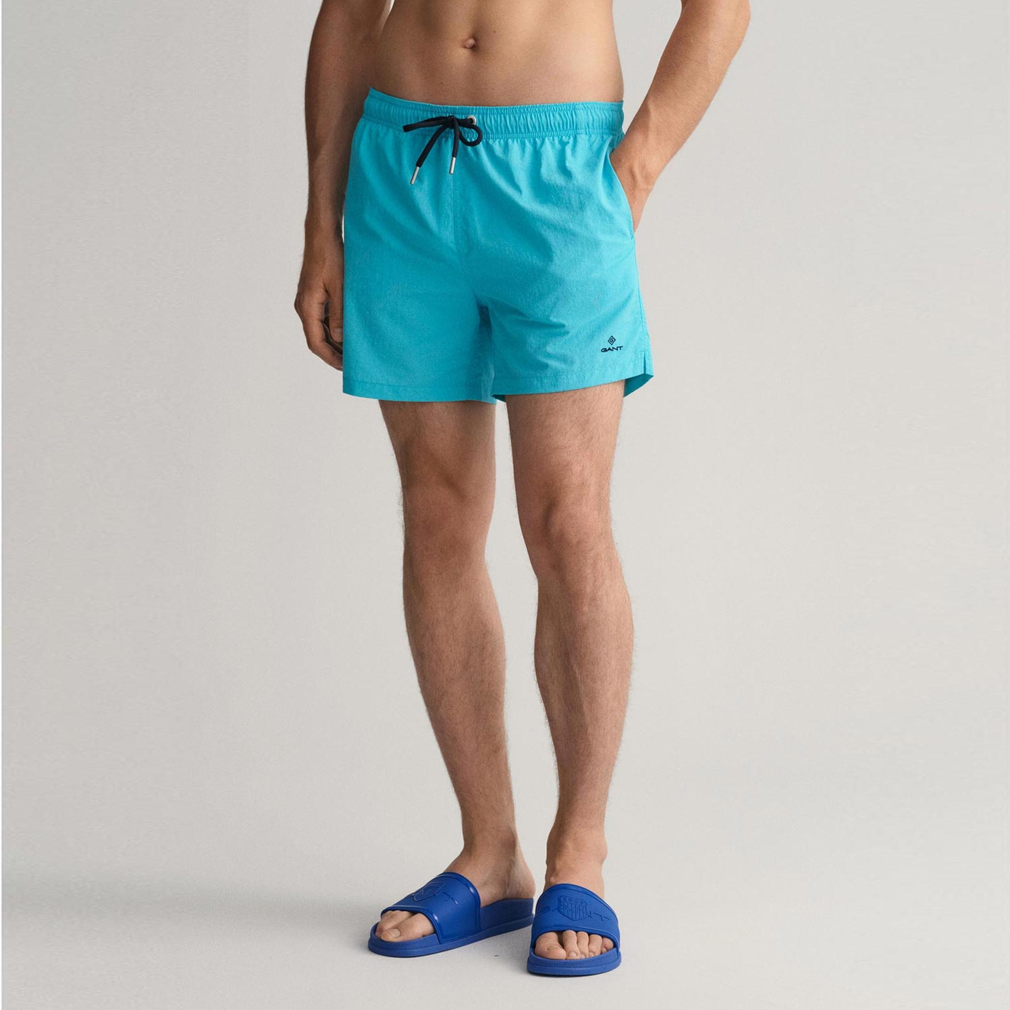 GANT Erkek Mavi Classic Fit Mayo Şort