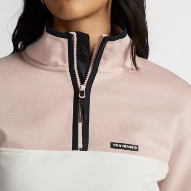  Converse Popover 1/2 Zip Kadın Pembe Sweatshirt