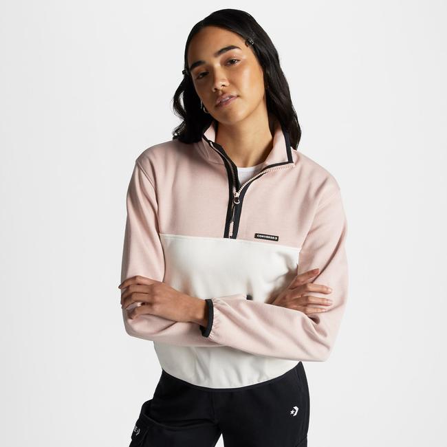  Converse Popover 1/2 Zip Kadın Pembe Sweatshirt