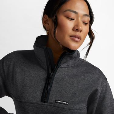  Converse Popover 1/2 Zip Kadın Siyah Sweatshirt