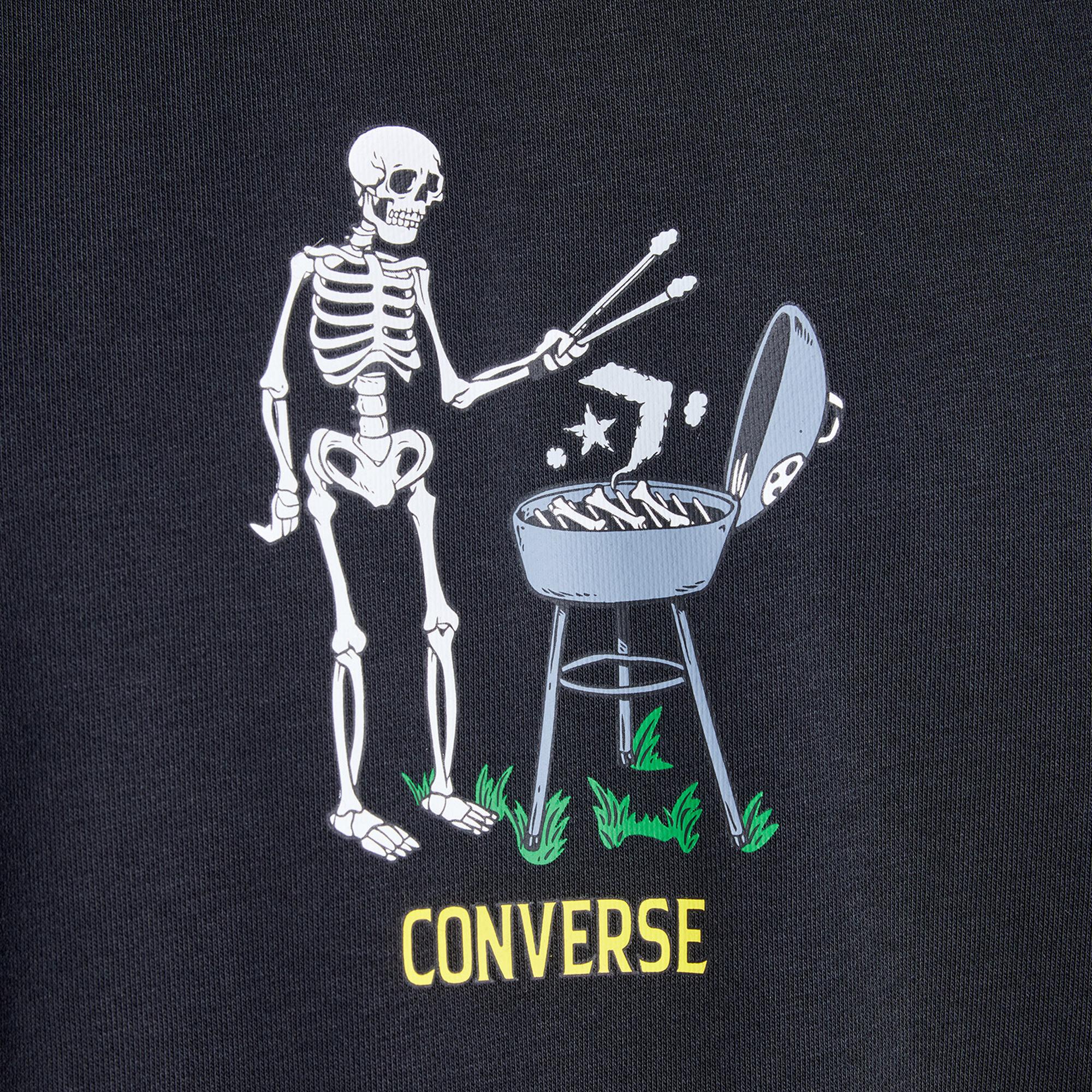 Converse Grilling Skeleton Graphic Crew Erkek Siyah Sweatshirt