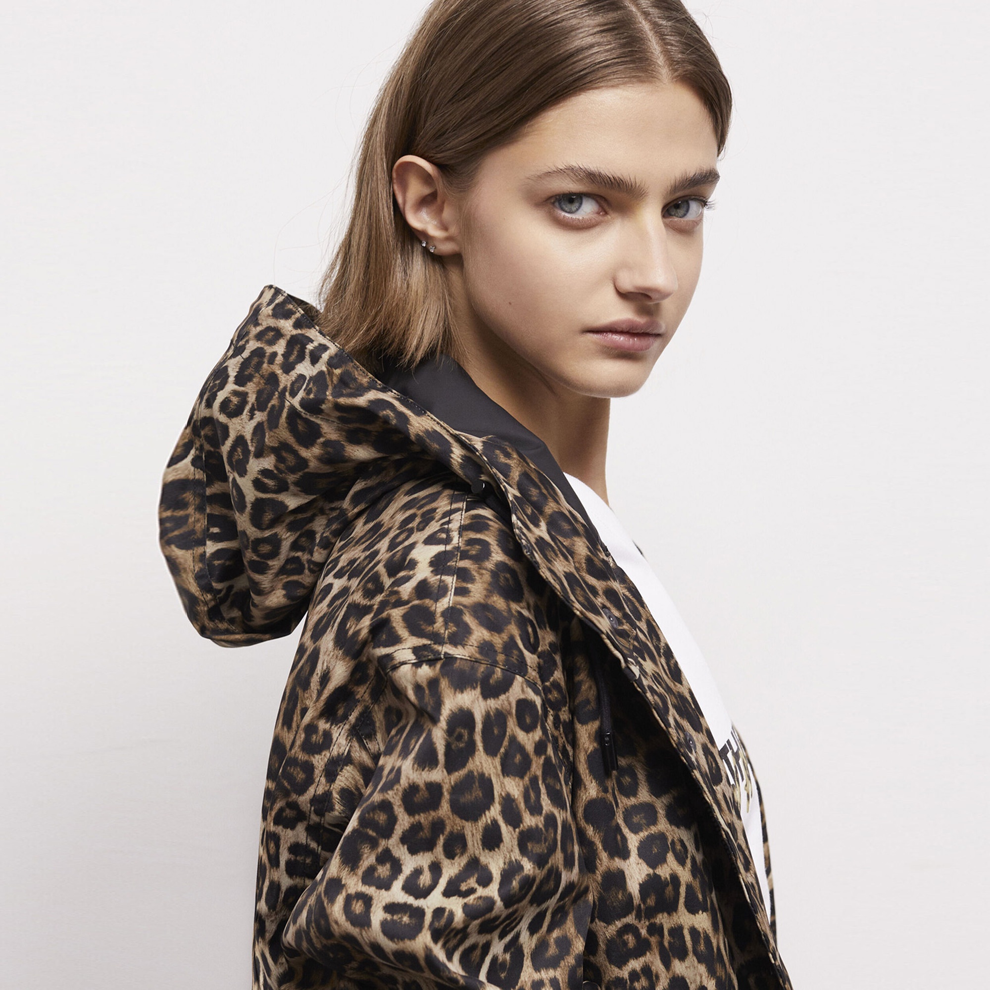 KADIN LEOPAR DESENLİ KAHVERENGİ MONT