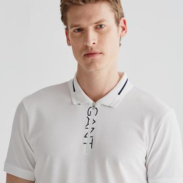  GANT Erkek Beyaz Regular Fit Yarım Fermuarlı Polo