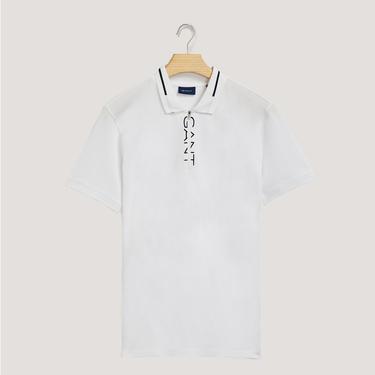  GANT Erkek Beyaz Regular Fit Yarım Fermuarlı Polo