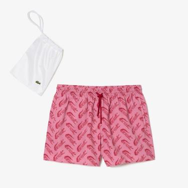  Erkek Baskılı Pembe Mayo Şort