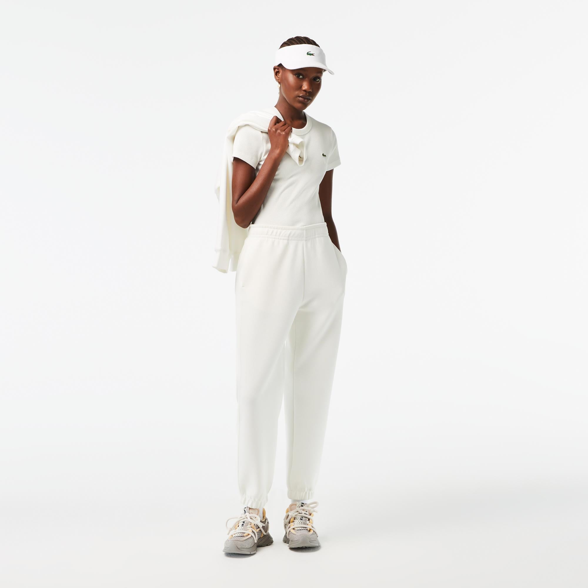 Kadın Slim Fit Bisiklet Yaka Beyaz T-Shirt