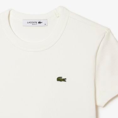  Kadın Slim Fit Bisiklet Yaka Beyaz T-Shirt