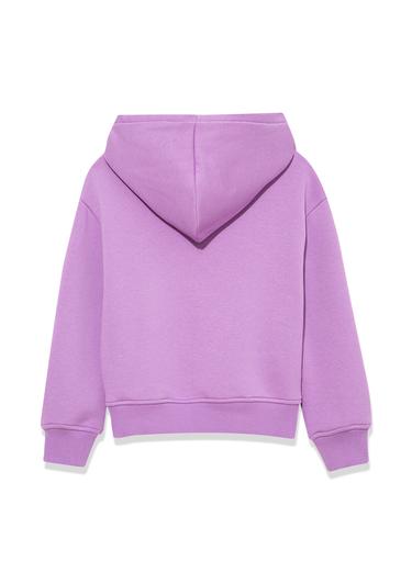  Mavi Mavi Logo Baskılı Kapüşonlu Mor Sweatshirt 7610035-70586