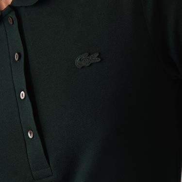 Lacoste Kadın Slim Fit Uzun Kollu Koyu Yeşil Polo