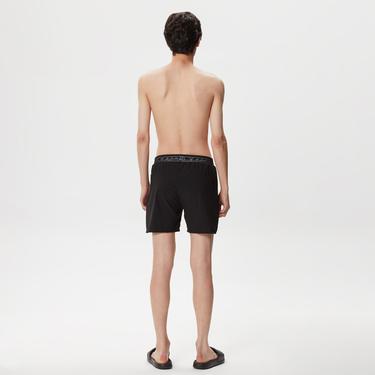  Erkek Regular Fit Baskılı Siyah Mayo Şort