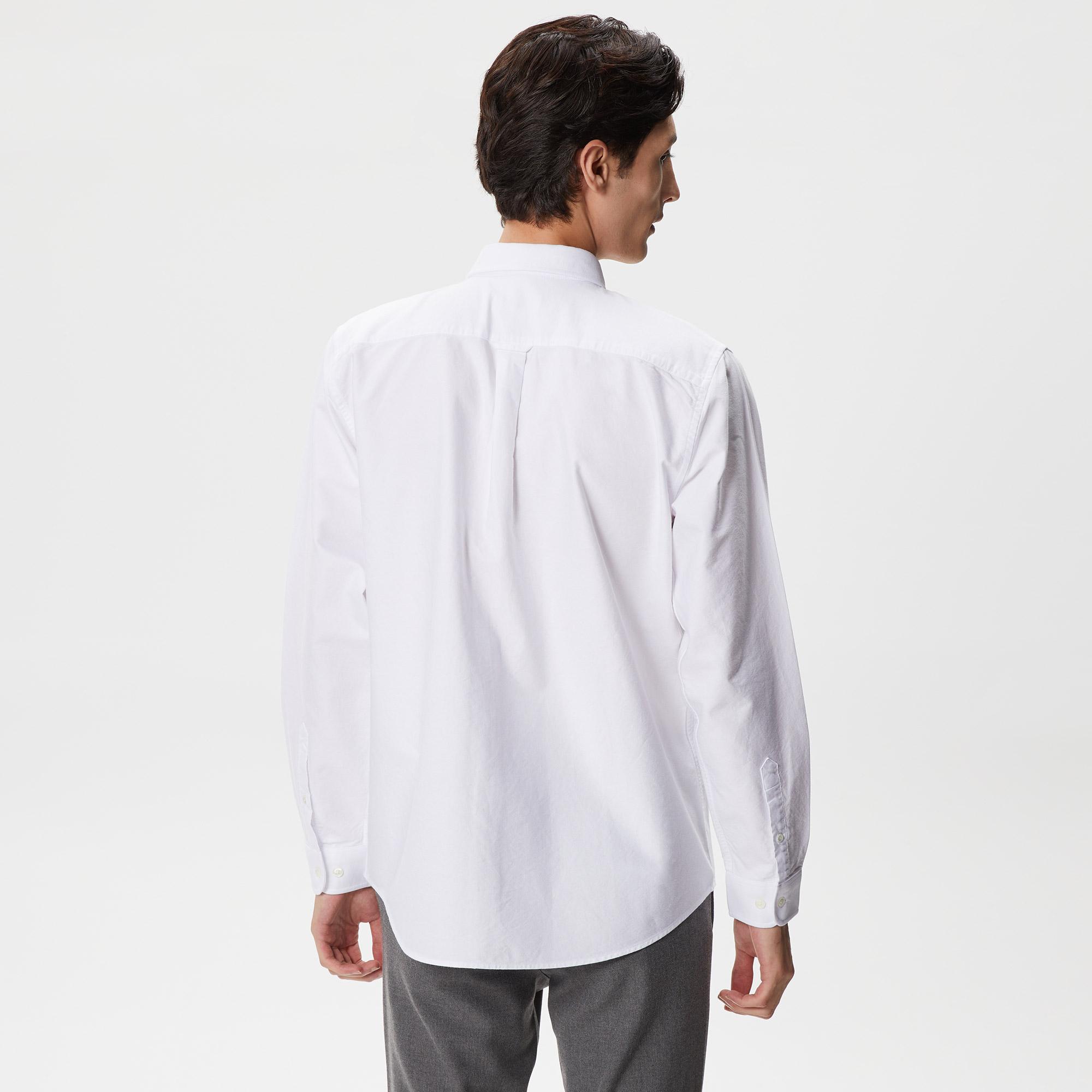 Lacoste Erkek Regular Fit Düğmeli Yaka Beyaz Gömlek
