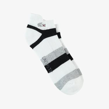  Lacoste Kadın Çizgili Beyaz Çorap