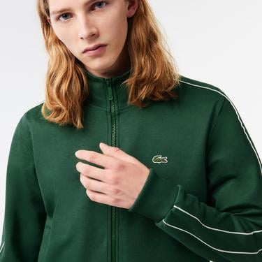  Erkek Regular Fit Fermuarlı Koyu Yeşil Sweatshirt