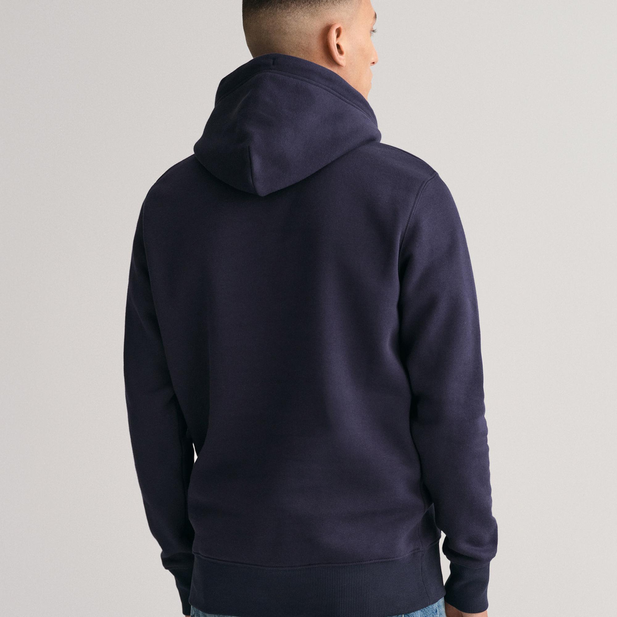 GANT Erkek Lacivert Regular Fit Kapüşonlu Sweatshirt
