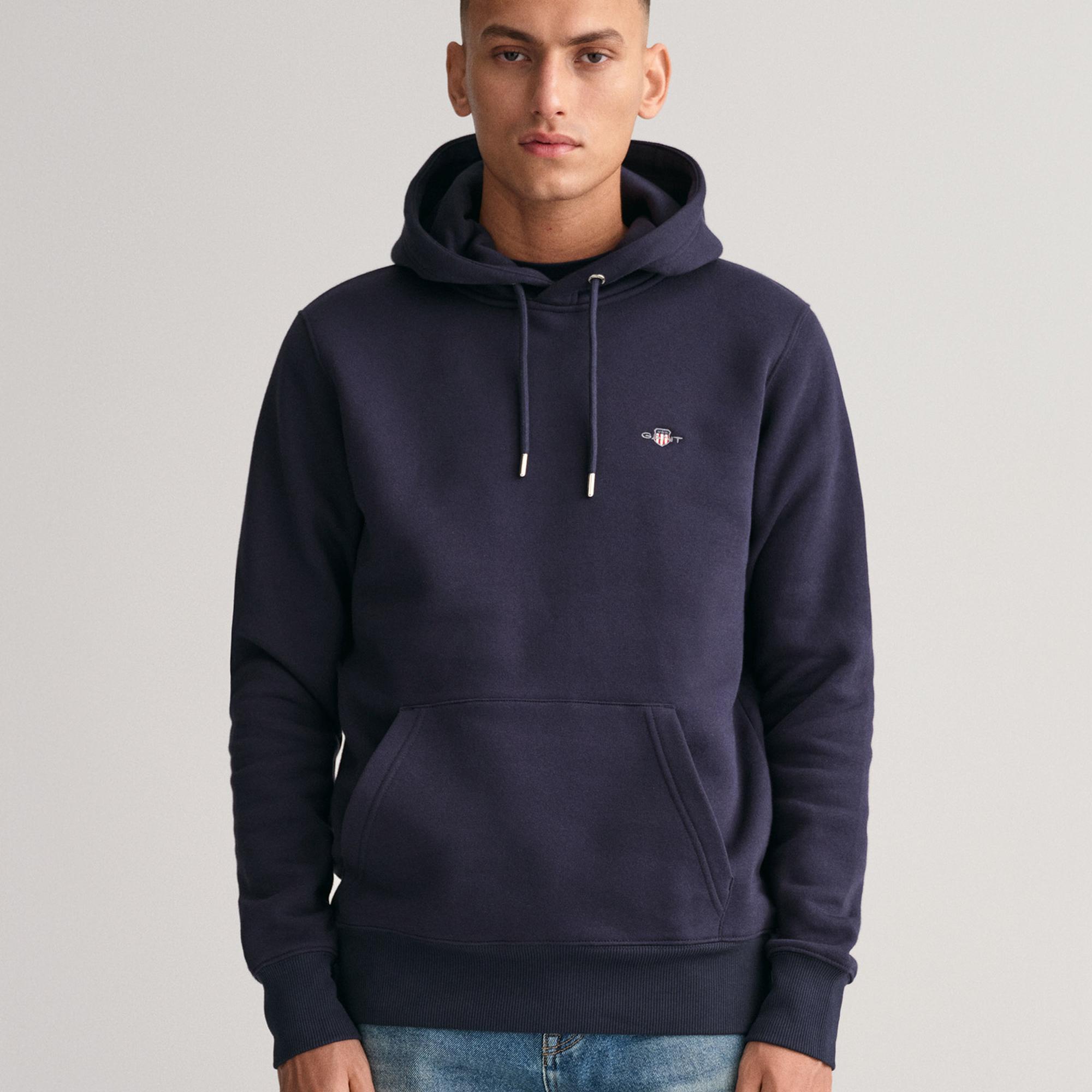 GANT Erkek Lacivert Regular Fit Kapüşonlu Sweatshirt