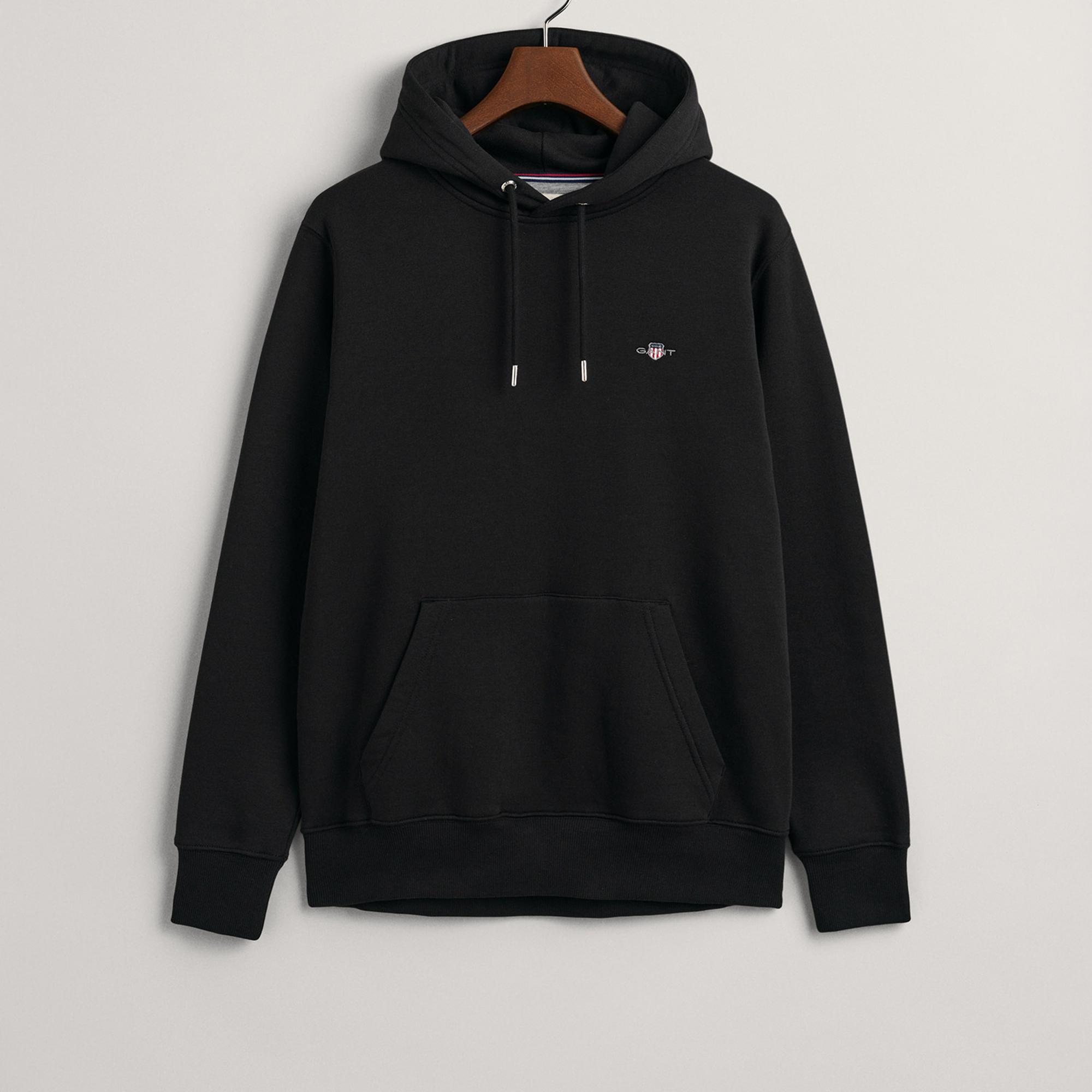 GANT Erkek Siyah Regular Fit Kapüşonlu Sweatshirt