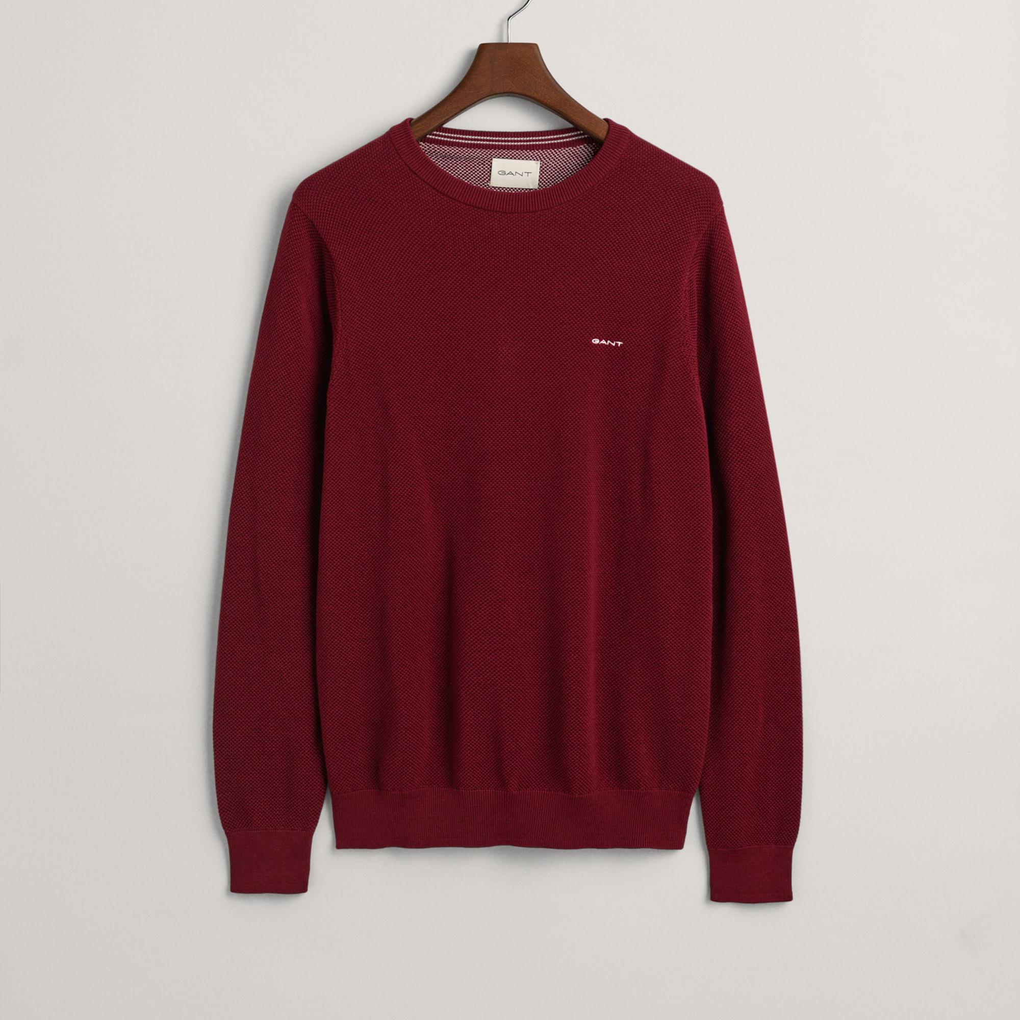 GANT Erkek Bordo Regular Fit Bisiklet Yaka Kazak