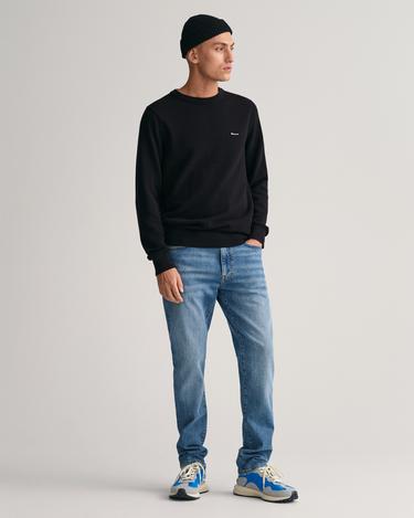  GANT Erkek Siyah Regular Fit Bisiklet Yaka Kazak