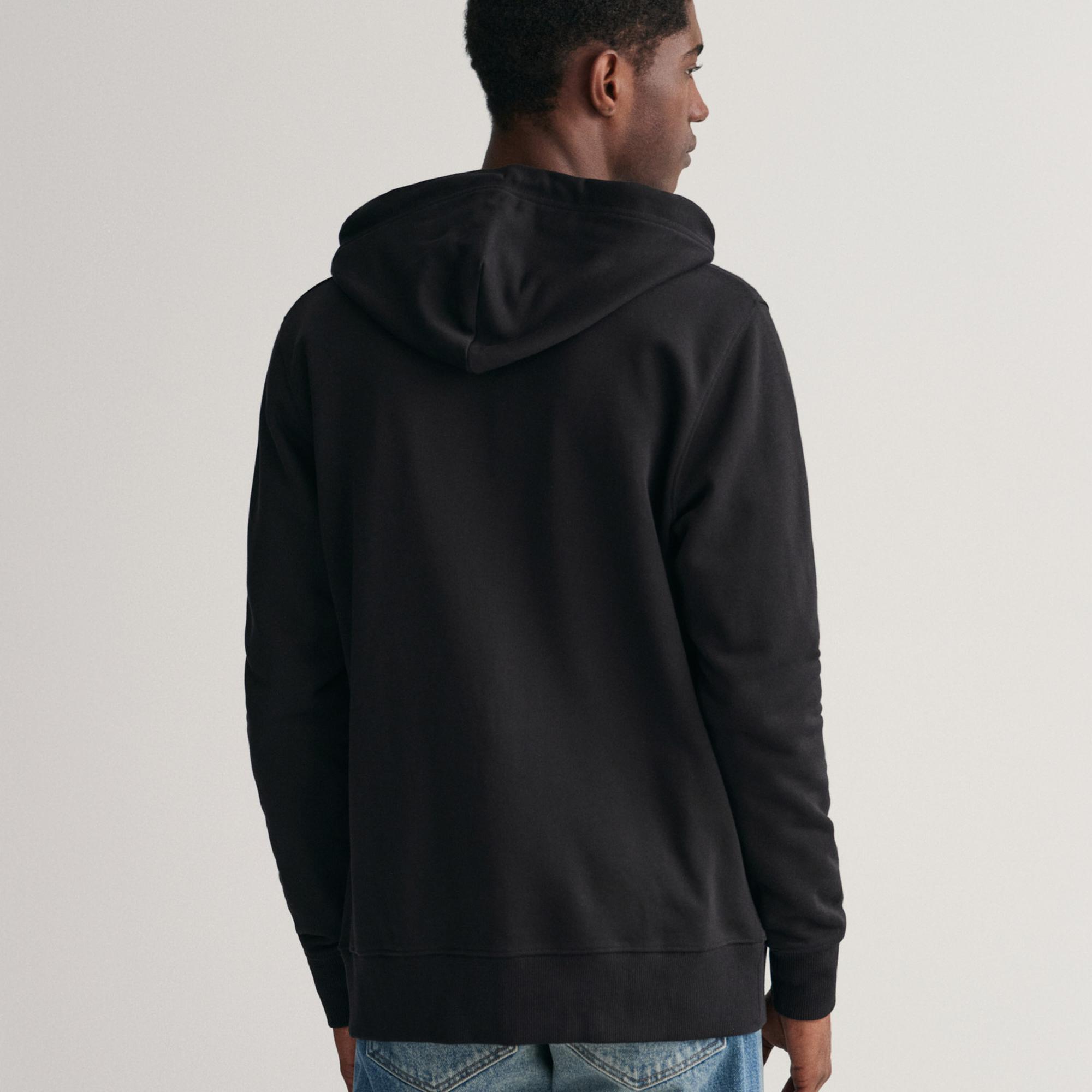 GANT Erkek Siyah Regular Fit Fermuarlı Sweatshirt