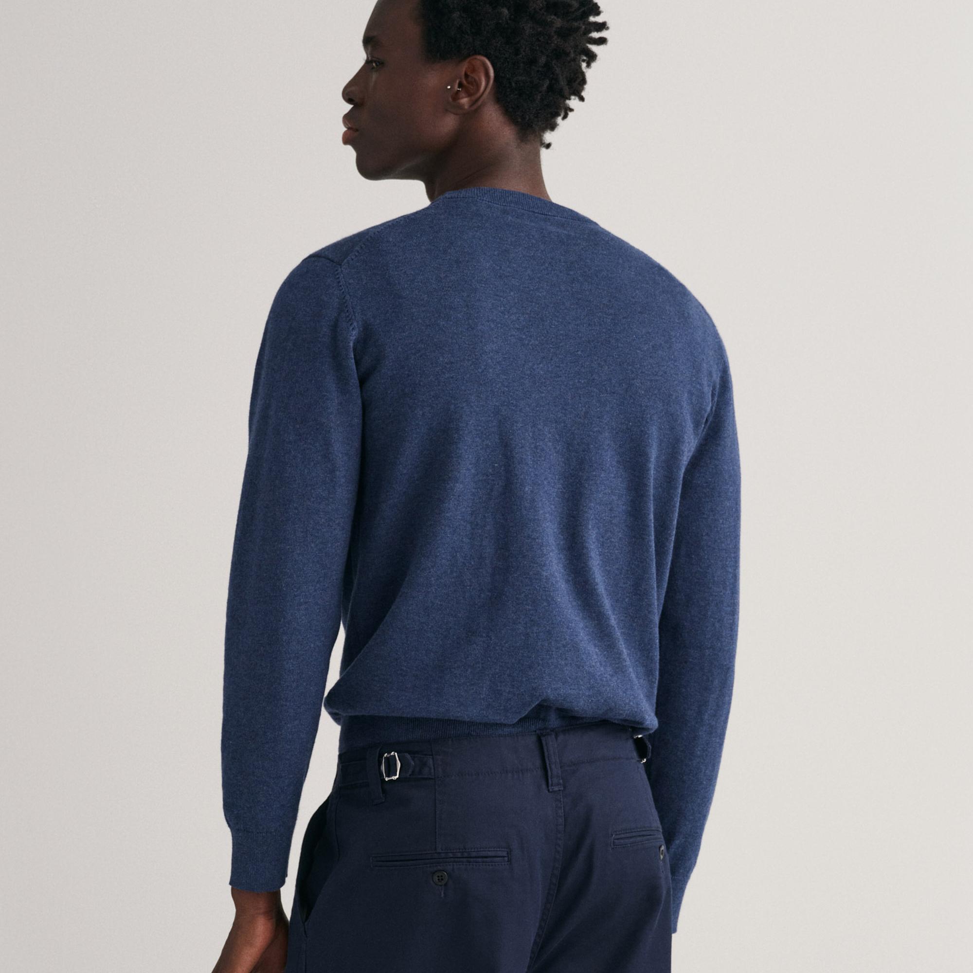 GANT Erkek Lacivert Regular Fit Bisiklet Yaka Kazak