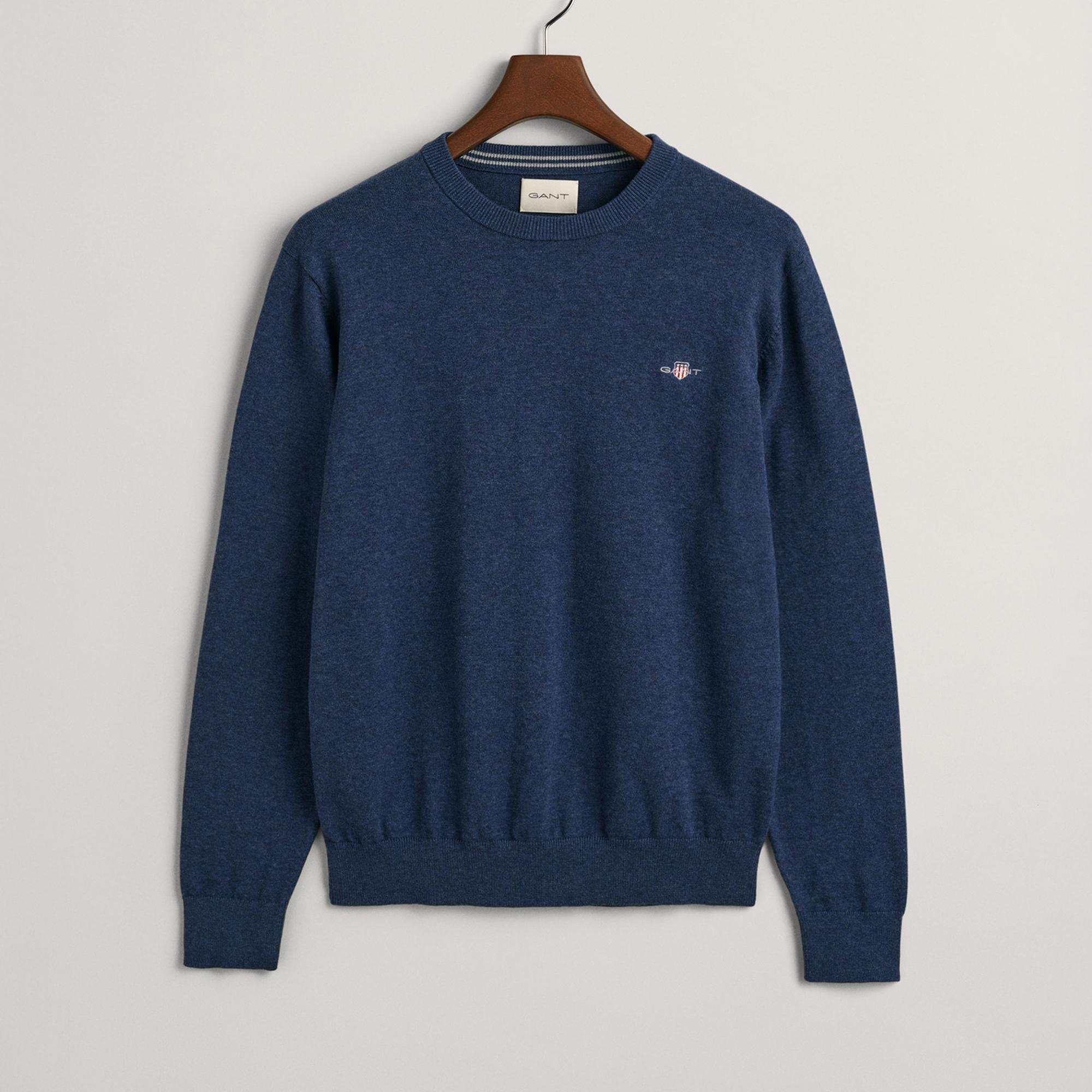 GANT Erkek Lacivert Regular Fit Bisiklet Yaka Kazak