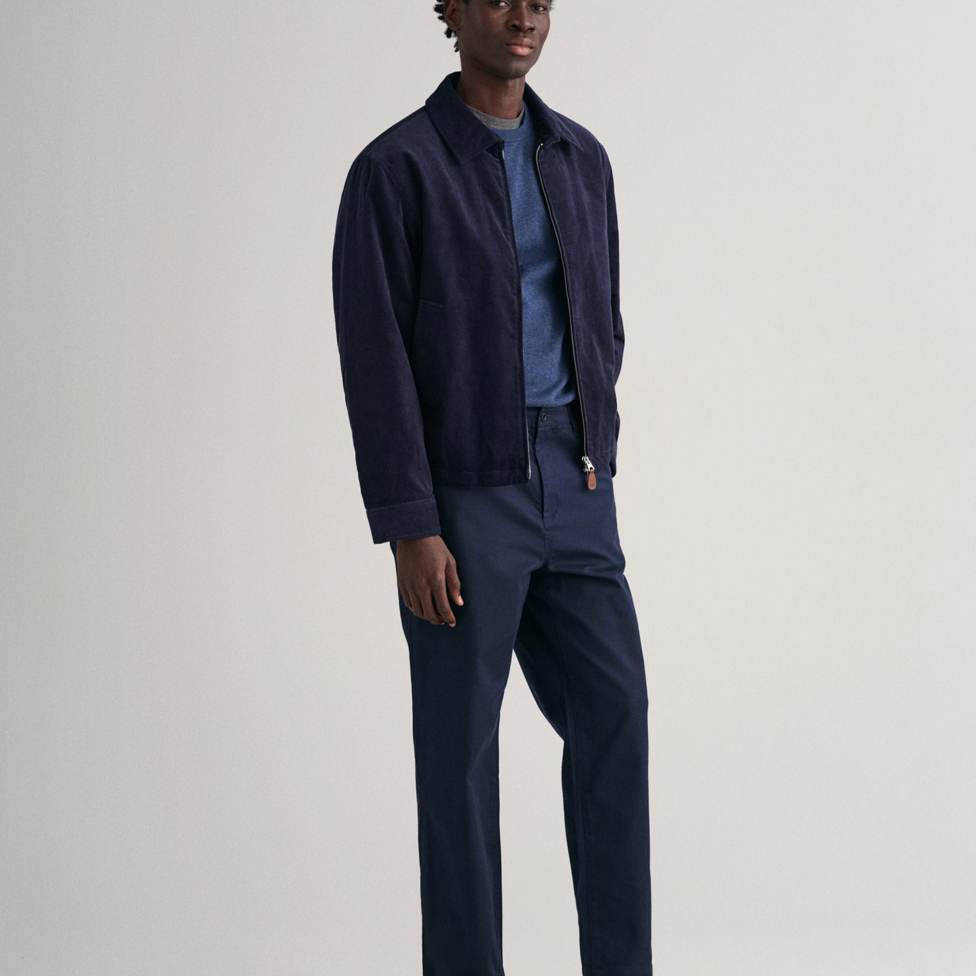 GANT Erkek Lacivert Regular Fit Bisiklet Yaka Kazak