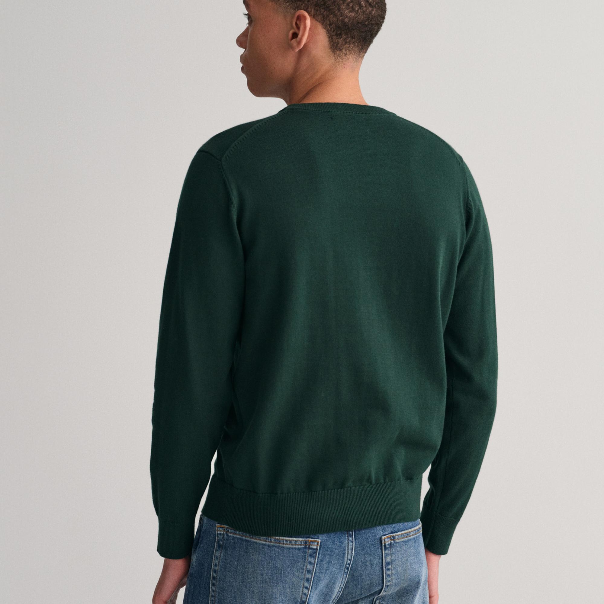 GANT Erkek Yeşil Regular Fit Bisiklet Yaka Kazak