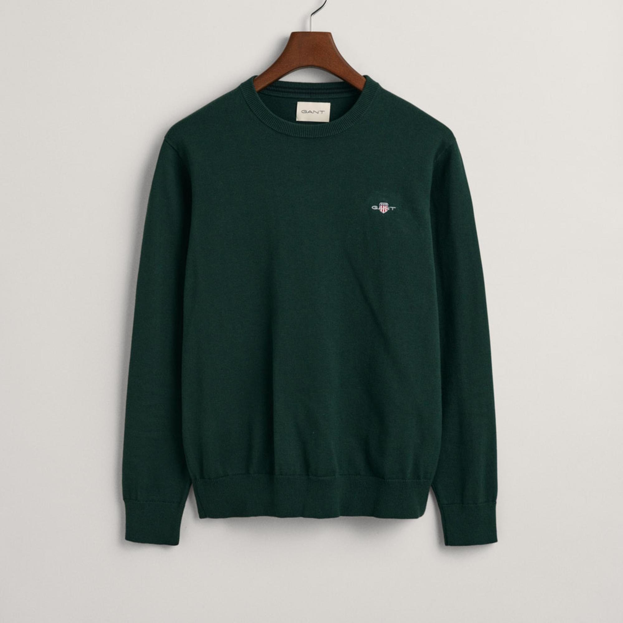 GANT Erkek Yeşil Regular Fit Bisiklet Yaka Kazak