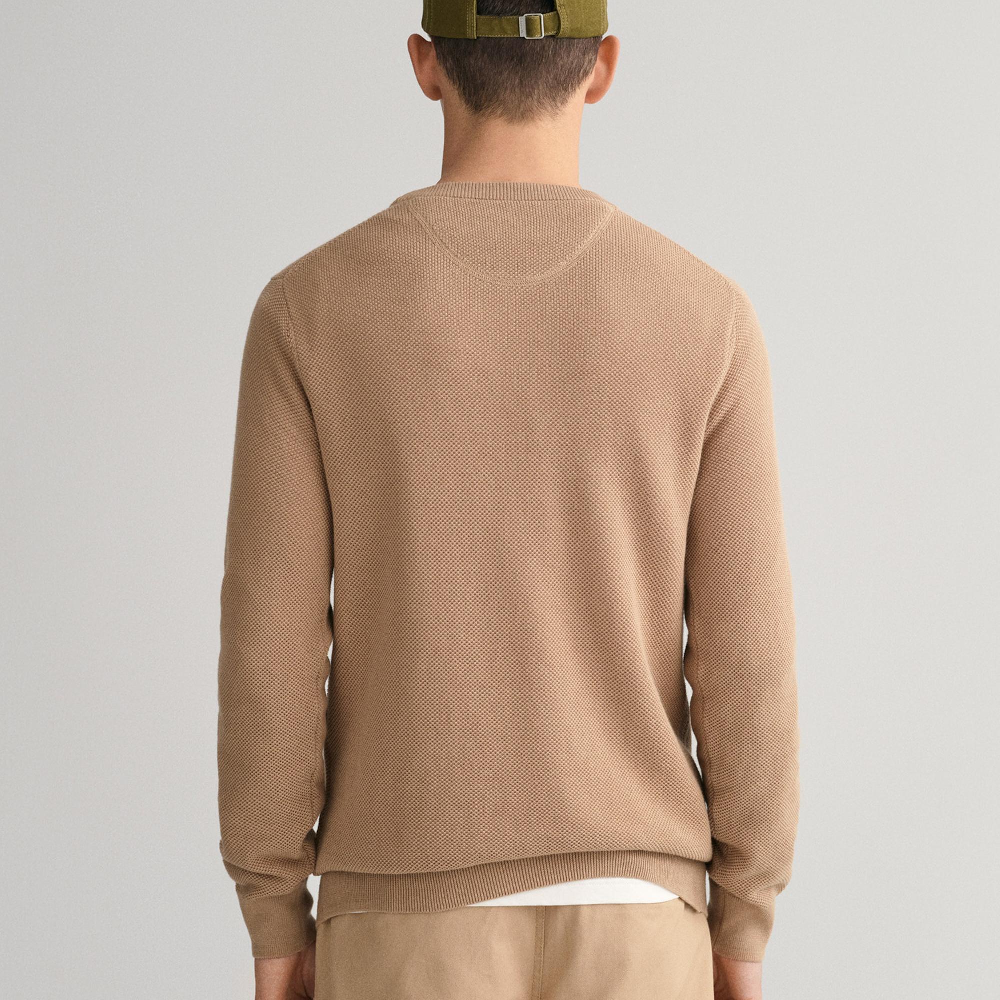 GANT Erkek Bej Regular Fit Bisiklet Yaka Kazak