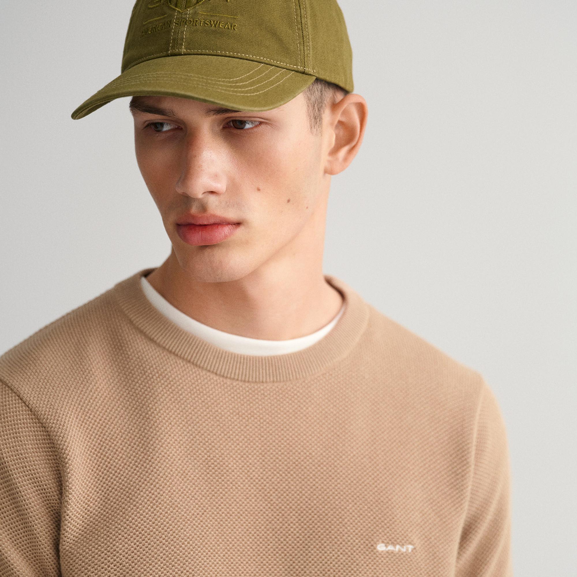 GANT Erkek Bej Regular Fit Bisiklet Yaka Kazak