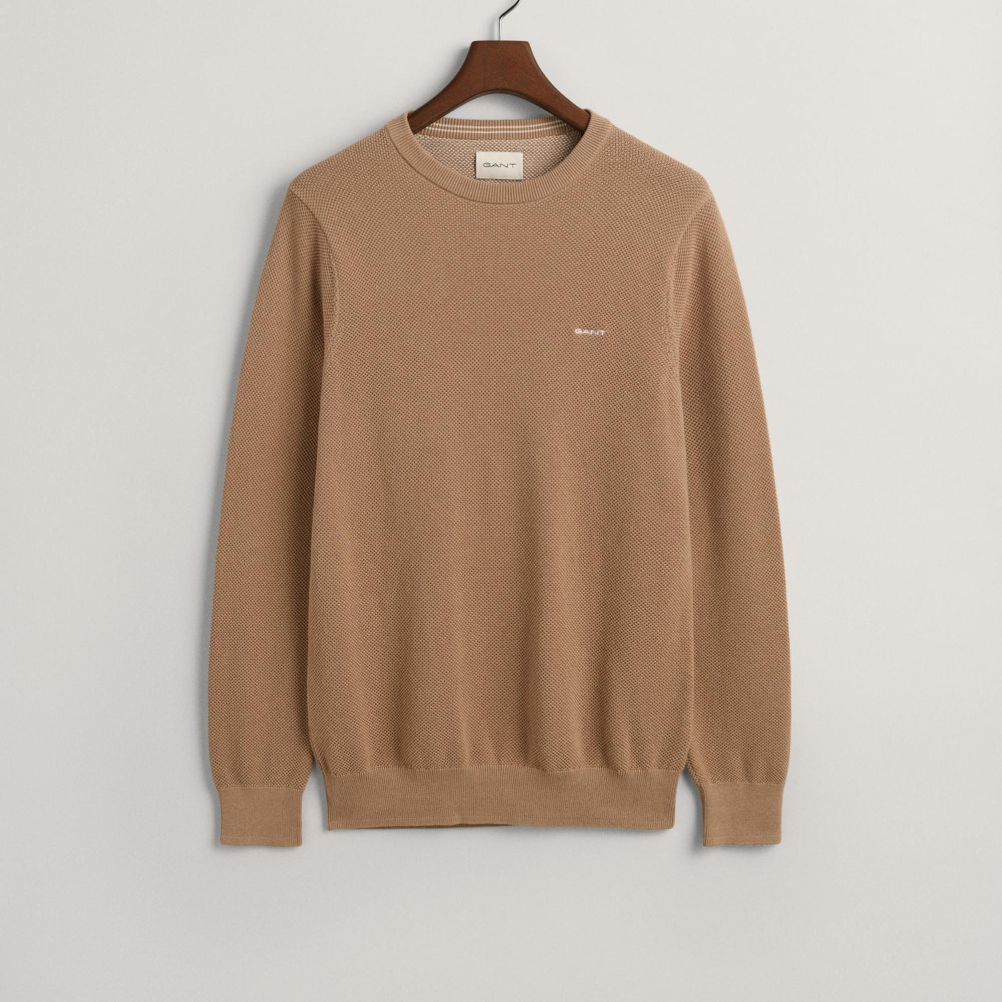 GANT Erkek Bej Regular Fit Bisiklet Yaka Kazak