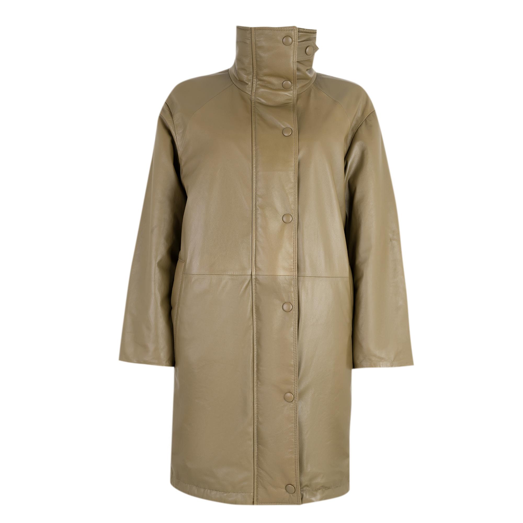 Azia Haki Kadın Çift Taraflı Deri Trençkot