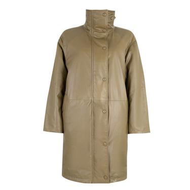  Azia Haki Kadın Çift Taraflı Deri Trençkot