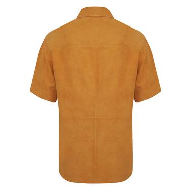  Jemma Turuncu Kadın Kısa Kollu Süet Deri Gömlek