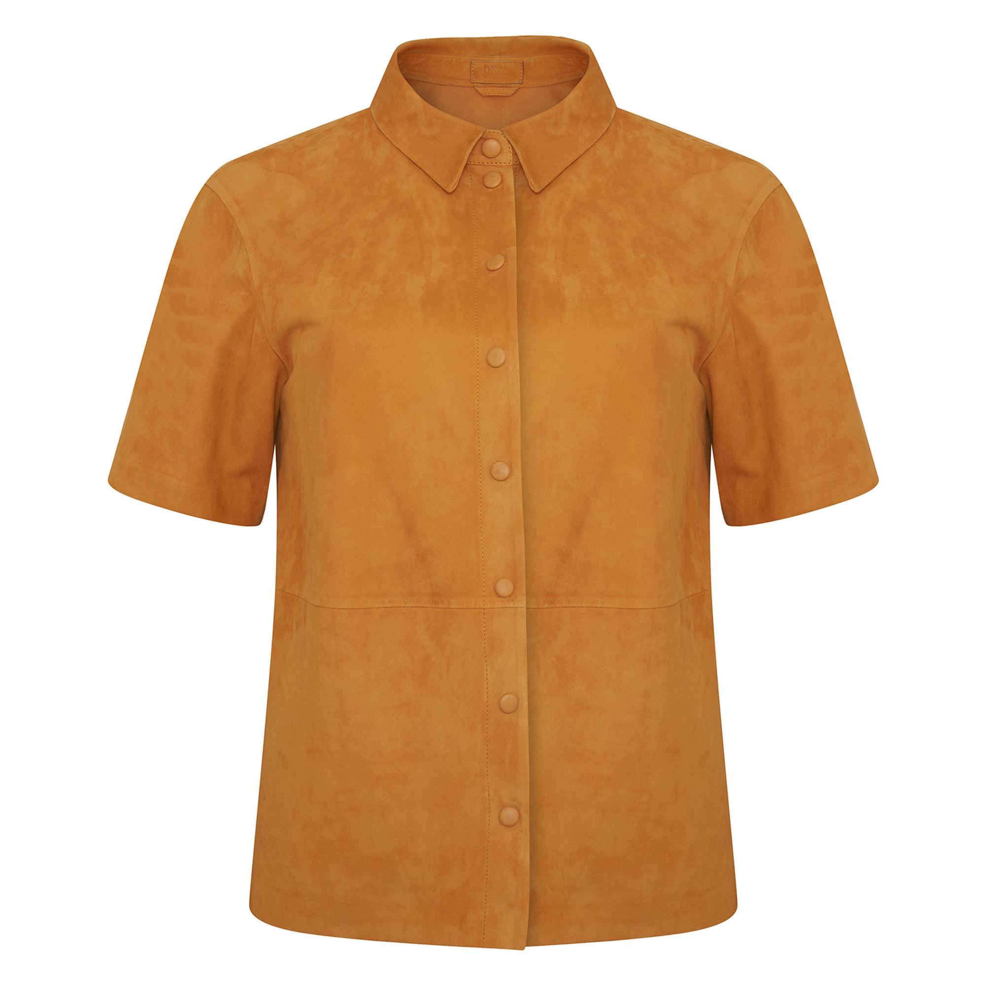 Jemma Turuncu Kadın Kısa Kollu Süet Deri Gömlek