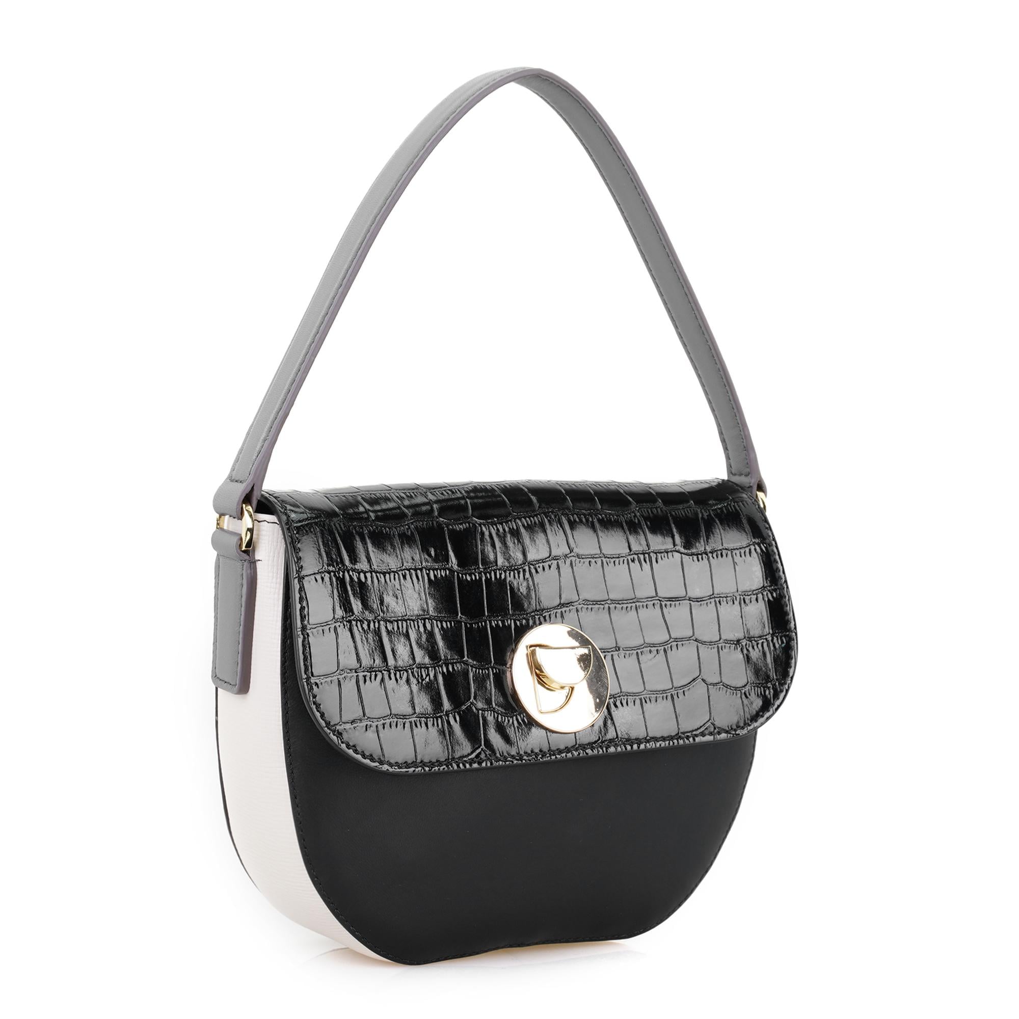 Afsooz Siyah Kadın Kroko Baskılı Deri Omuz Çantası