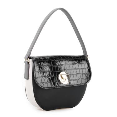  Afsooz Siyah Kadın Kroko Baskılı Deri Omuz Çantası