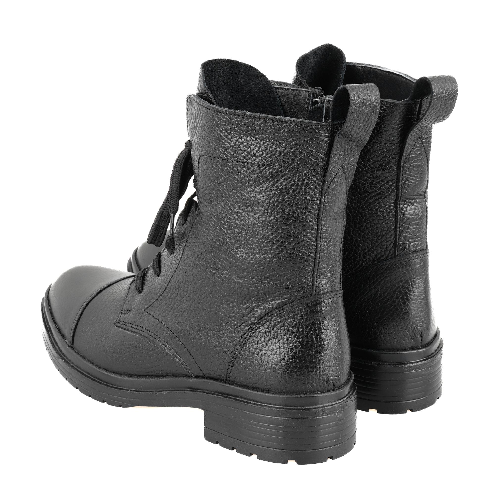 Kadın Siyah Fermuarlı Deri Bot