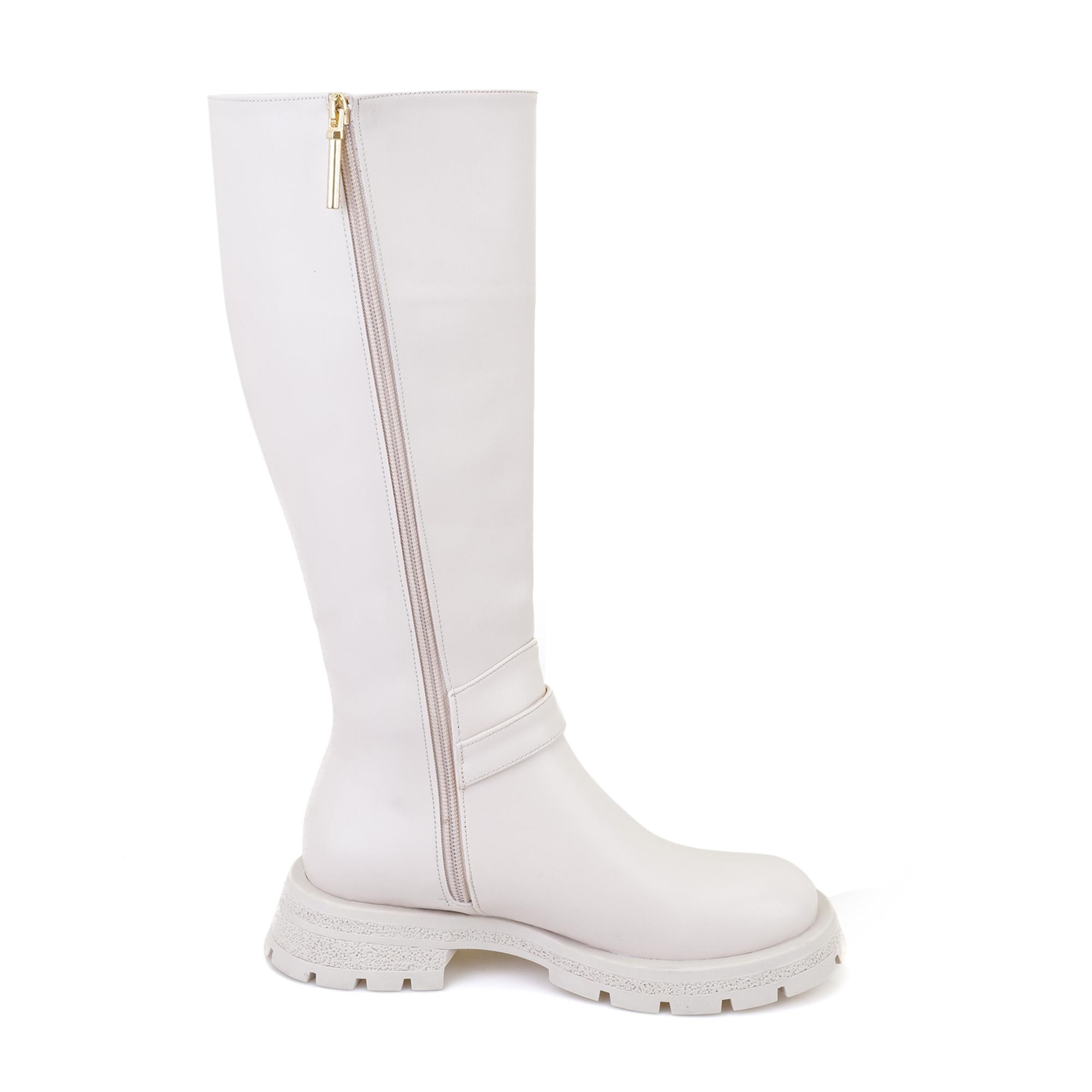 Kadın Bej Fermuarlı Çizme