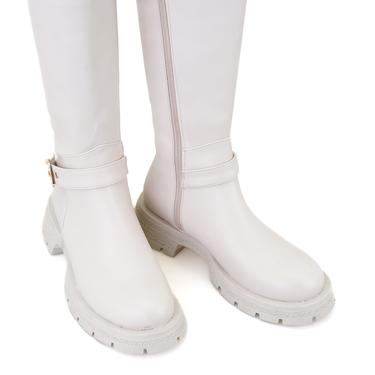  Kadın Bej Fermuarlı Çizme